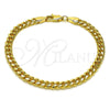 Oro Laminado Basic Bracelet, Gold Filled Style Miami Cuban Design, Polished, Golden Finish, 5.223.012.07 (140 Gauge, 05 MM Thickness, 7 Inches Length)