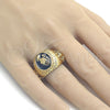 Oro Laminado Mens Ring, Gold Filled Style Hand and Bird Design, Black Enamel Finish, Golden Finish, 01.185.0010.11 (Size 11)