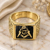 Oro Laminado Mens Ring, Gold Filled Style Black Enamel Finish, Golden Finish, 01.185.0011.11 (Size 11)