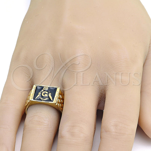 Gold Filled Ring — Mens Ring Black Enamel 01. Size 12 — alternate product view — SKU 107370 | Oro Laminado anillo — Mens Ring negro Enamel 01. Size 12 — SKU 107370