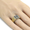 Oro Laminado Mens Ring, Gold Filled Style Black Enamel Finish, Golden Finish, 01.185.0011.12 (Size 12)
