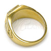 Oro Laminado Mens Ring, Gold Filled Style with White Crystal, Black Enamel Finish, Golden Finish, 01.185.0012.12 (Size 12)