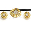 Oro Laminado Necklace and Earring, Gold Filled Style Spiral and Leaf Design, Polished, Two Tone, 06.59.0112.1