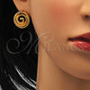 Oro Laminado Necklace and Earring, Gold Filled Style Spiral Design, Polished, Golden Finish, 06.59.0107.1