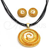 Oro Laminado Necklace and Earring, Gold Filled Style Spiral Design, Polished, Golden Finish, 06.59.0107.1