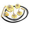 Oro Laminado Necklace and Earring, Gold Filled Style Spiral and Leaf Design, Polished, Two Tone, 06.59.0108.1