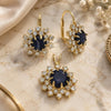 Oro Laminado Earring and Pendant Adult Set, Gold Filled Style Flower Design, with Multicolor Cubic Zirconia, Polished, Golden Finish, 5.057.001.1