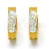 Stainless Steel Huggie Hoop, with White Crystal, Polished, Golden Finish, 02.216.0014.1.15
