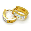 Stainless Steel Huggie Hoop, with White Crystal, Polished, Golden Finish, 02.216.0014.1.15