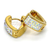 Stainless Steel Huggie Hoop, Heart Design, with White Crystal, Polished, Golden Finish, 02.230.0014.15