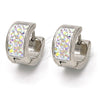 Stainless Steel Huggie Hoop, with White Crystal, Polished, Steel Finish, 02.230.0018.15