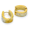 Stainless Steel Huggie Hoop, with White Crystal, Polished, Golden Finish, 02.230.0021.1.15