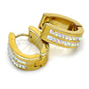 Stainless Steel Huggie Hoop, with White Crystal, Polished, Golden Finish, 02.230.0021.1.15