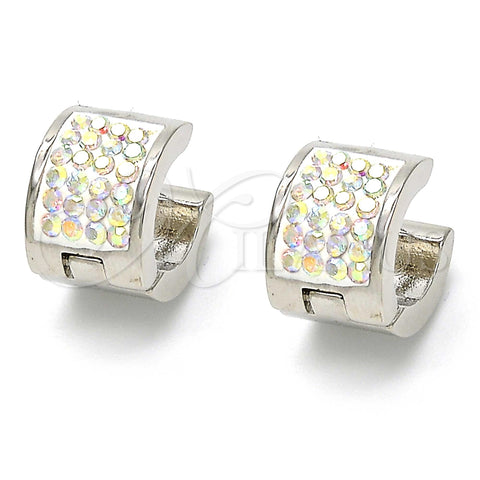 Stainless Steel Huggie Hoop, with White Crystal, Polished, Steel Finish, 02.230.0023.15