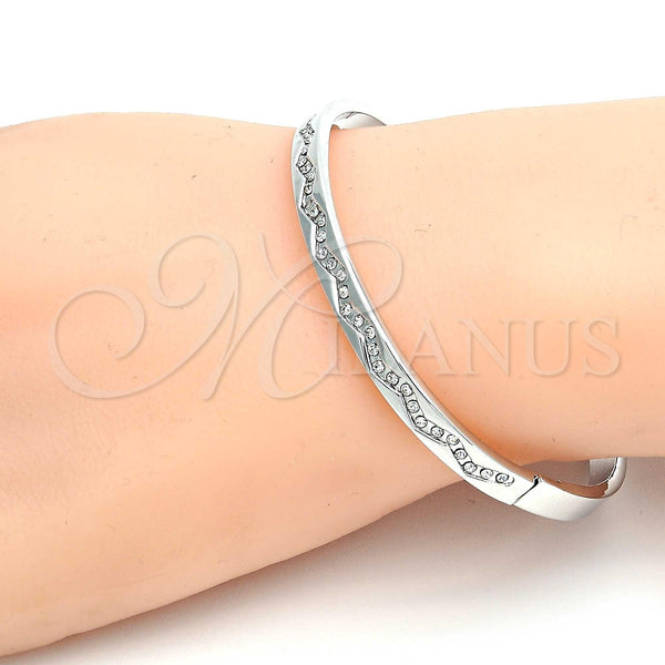 White Gold Filled Jewelry — Individual Bangle with White Crystal Polished 07. 05 — alternate product view — SKU 107473 | Oro Laminado Blanco joyería — Individual Bangle with cristal blanco pulido 07. 05 — SKU 107473