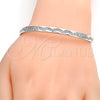 Rhodium Gold Filled Individual Bangle, with White Crystal, Polished, Rhodium Finish, 07.161.0002.1.04 (05 MM Thickness, Size 5 (2.50 Diameter))