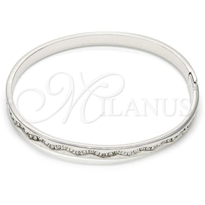 White Gold Filled Jewelry — Individual Bangle with White Crystal Polished 07. 05 — main product view — SKU 107473 | Oro Laminado Blanco joyería — Individual Bangle with cristal blanco pulido 07. 05 — SKU 107473