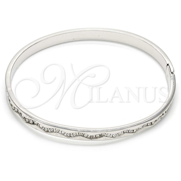 White Gold Filled Jewelry — Individual Bangle with White Crystal Polished 07. 05 — main product view — SKU 107473 | Oro Laminado Blanco joyería — Individual Bangle with cristal blanco pulido 07. 05 — SKU 107473