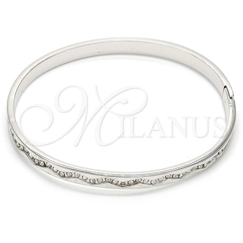 Rhodium Gold Filled Individual Bangle, with White Crystal, Polished, Rhodium Finish, 07.161.0002.1.04 (05 MM Thickness, Size 5 (2.50 Diameter))