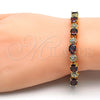 Oro Laminado Tennis Bracelet, Gold Filled Style with Garnet and White Cubic Zirconia, Polished, Golden Finish, 03.206.0006.4.07 (06 MM Thickness, 7 Inches Length)