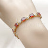 Oro Laminado Tennis Bracelet, Gold Filled Style with Garnet and White Cubic Zirconia, Polished, Golden Finish, 03.206.0006.4.07 (06 MM Thickness, 7 Inches Length)