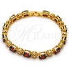 Oro Laminado Tennis Bracelet, Gold Filled Style with Garnet and White Cubic Zirconia, Polished, Golden Finish, 03.206.0006.4.07 (06 MM Thickness, 7 Inches Length)