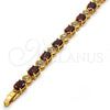 Oro Laminado Tennis Bracelet, Gold Filled Style with Garnet and White Cubic Zirconia, Polished, Golden Finish, 03.206.0006.4.07 (06 MM Thickness, 7 Inches Length)
