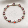 Oro Laminado Tennis Bracelet, Gold Filled Style with Garnet and White Cubic Zirconia, Polished, Golden Finish, 03.206.0006.4.07 (06 MM Thickness, 7 Inches Length)