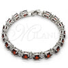 Rhodium Gold Filled Tennis Bracelet, with Garnet and White Cubic Zirconia, Polished, Rhodium Finish, 03.206.0004.4.07 (06 MM Thickness, 7 Inches Length)