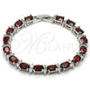 Rhodium Gold Filled Tennis Bracelet, with Garnet and White Cubic Zirconia, Polished, Rhodium Finish, 03.206.0004.4.07 (06 MM Thickness, 7 Inches Length)
