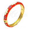 Oro Laminado Individual Bangle, Gold Filled Style Flower Design, Orange Enamel Finish, Golden Finish, 07.246.0002.2.02