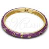 Oro Laminado Individual Bangle, Gold Filled Style Star and Moon Design, Purple Enamel Finish, Golden Finish, 07.246.0005.05 (07 MM Thickness, Size 5 (2.50 Diameter))