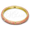 Oro Laminado Individual Bangle, Gold Filled Style Star and Moon Design, Orange Enamel Finish, Golden Finish, 07.246.0005.1.05 (07 MM Thickness, Size 5 (2.50 Diameter))