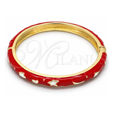 Oro Laminado Individual Bangle, Gold Filled Style Star and Moon Design, Red Enamel Finish, Golden Finish, 07.246.0005.5.05 (07 MM Thickness, Size 5 (2.50 Diameter))