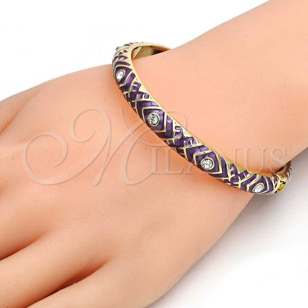 Gold Filled Jewelry — Individual Bangle with White Crystal Purple Enamel 07. — alternate product view — SKU 107553 | Oro Laminado joyería — Individual Bangle with cristal blanco Purple Enamel 07. — SKU 107553