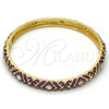 Oro Laminado Individual Bangle, Gold Filled Style with White Crystal, Purple Enamel Finish, Golden Finish, 07.246.0007.05 (07 MM Thickness, Size 5 (2.50 Diameter))