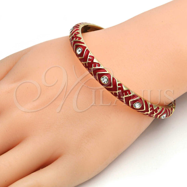 Gold Filled Jewelry — Individual Bangle with White Crystal Red Enamel 07. — alternate product view — SKU 107554 | Oro Laminado joyería — Individual Bangle with cristal blanco Red Enamel 07. — SKU 107554