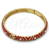 Oro Laminado Individual Bangle, Gold Filled Style with White Crystal, Red Enamel Finish, Golden Finish, 07.246.0007.1.05 (07 MM Thickness, Size 5 (2.50 Diameter))