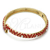 Oro Laminado Individual Bangle, Gold Filled Style with White Crystal, Red Enamel Finish, Golden Finish, 07.246.0007.1.05 (07 MM Thickness, Size 5 (2.50 Diameter))