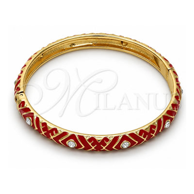 Oro Laminado Individual Bangle, Gold Filled Style with White Crystal, Red Enamel Finish, Golden Finish, 07.246.0007.1.05 (07 MM Thickness, Size 5 (2.50 Diameter))