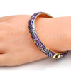 Oro Laminado Individual Bangle, Gold Filled Style Flower Design, Purple Enamel Finish, Golden Finish, 07.246.0008.05 (10 MM Thickness, Size 5 (2.50 Diameter))