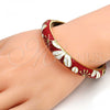 Oro Laminado Individual Bangle, Gold Filled Style Flower Design, Red Enamel Finish, Golden Finish, 07.246.0008.3.05 (10 MM Thickness, Size 5 (2.50 Diameter))