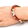 Oro Laminado Individual Bangle, Gold Filled Style Flower Design, Red Enamel Finish, Golden Finish, 07.246.0008.3.05 (10 MM Thickness, Size 5 (2.50 Diameter))