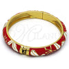 Oro Laminado Individual Bangle, Gold Filled Style Flower Design, Red Enamel Finish, Golden Finish, 07.246.0008.3.05 (10 MM Thickness, Size 5 (2.50 Diameter))