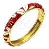 Oro Laminado Individual Bangle, Gold Filled Style Flower Design, Red Enamel Finish, Golden Finish, 07.246.0008.3.05 (10 MM Thickness, Size 5 (2.50 Diameter))