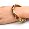 Oro Laminado Individual Bangle, Gold Filled Style Heart Design, Brown Enamel Finish, Golden Finish, 07.246.0011.6.05 (11 MM Thickness, Size 5 (2.50 Diameter))