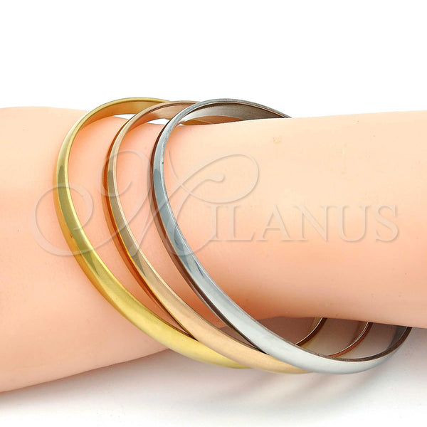 Stainless Steel Jewelry — Trio Bangle Polished Tricolor 07. .06 16 MM — alternate product view — SKU 107656 | Acero Inoxidable joyería — Trio Bangle pulido Tricolor 07. .06 16 MM — SKU 107656