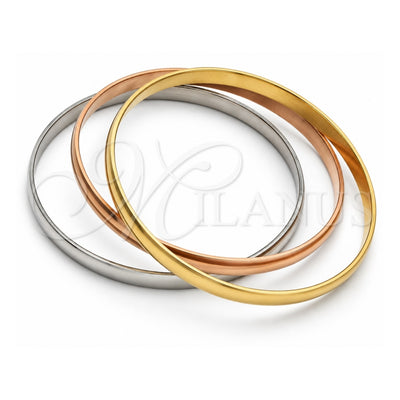 Stainless Steel Trio Bangle, Polished, Tricolor, 07.247.0001 .06 (16 MM Thickness, Size 6 (2.75 Diameter))