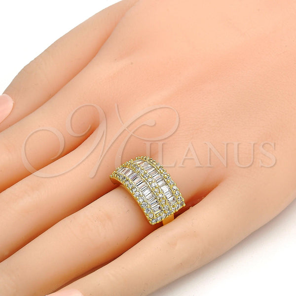 Gold Filled Ring — Multi Stone Ring Baguette Design with White Cubic — alternate product view — SKU 107694 | Oro Laminado anillo — Multi Stone Ring Baguette diseño with blanco Cubic — SKU 107694