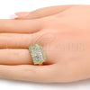 Oro Laminado Multi Stone Ring, Gold Filled Style Baguette Design, with White Cubic Zirconia and White Micro Pave, Polished, Golden Finish, 01.99.0026.09 (Size 9)
